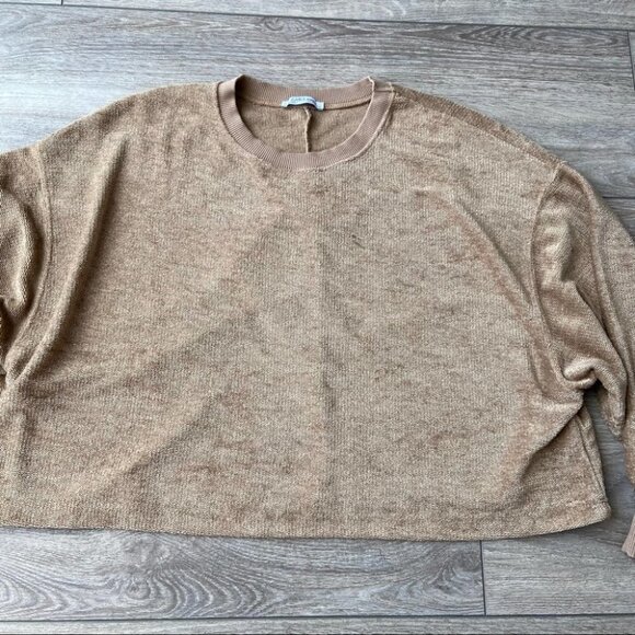 Trafaluc by Zara Tan Drop  Shoulder Cropped Pullover Sweater - Picture 5 of 16
